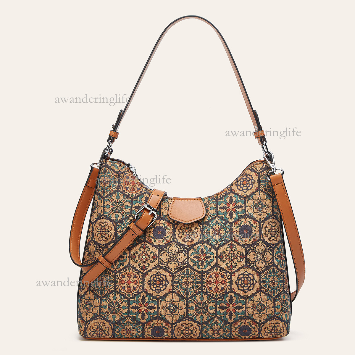 2026 Ethnic Style Luxury Printed Women's Handbag Fashion Large Capacity Travel Bag Versatile Trendy Daily Small Square Bag Bucket Shoulder Bag Ph