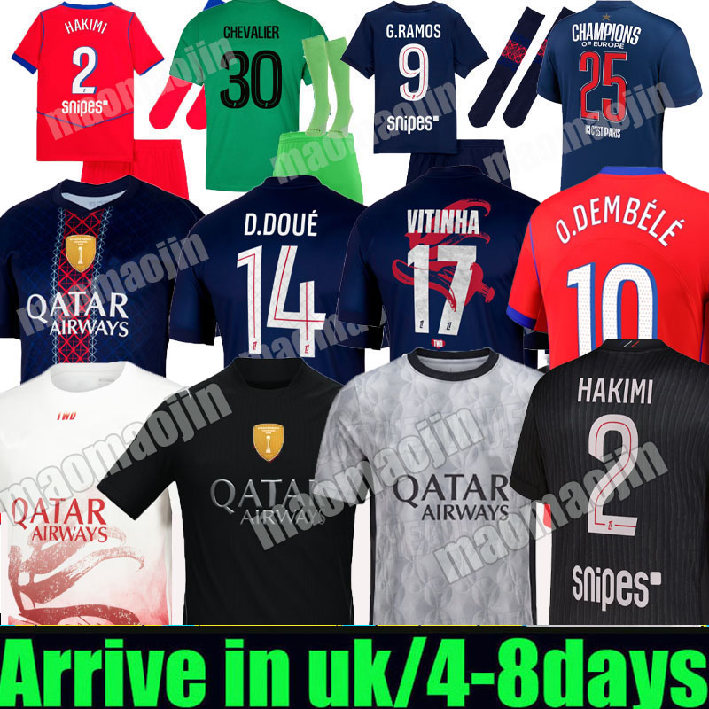 2025 2026 maillot de foot Kvaratskhelia soccer jerseys CHEVALIER JOAO NEVES HAKIMI football shirtS 25 26 Fourth BARCOLA Zaire-Emery O.Dembele PARIS final PSGES D.Doue
