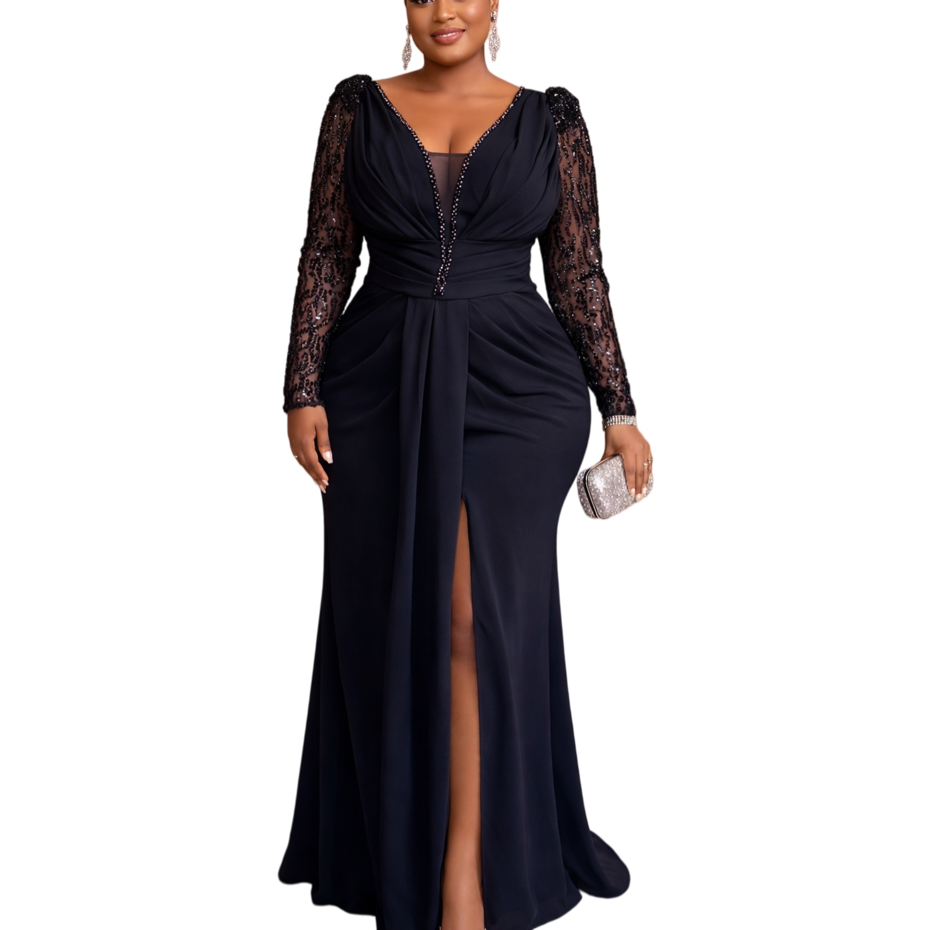 2026 Plus Size Navy Blue Mermaid Mother Of Bride Dresses Lace Beaded Chiffon Evening Party Mama's Dress Vintage 50's Birthday Wedding Guest 