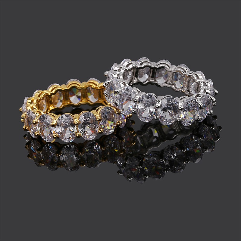 Rings Gold Tone Silver Tone Rose Gold Tone 925 Sterling Silver Oval Cut CZ Eternity Band Ring For Men Women Wedding Engagement Fashion Accessory