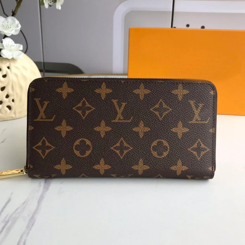 Designer Wallets Women Wallet High Quality Genuine Leather Men Wallet Zipper Ladies Long Purse purses Checked Embossed Flowers Wallet bag luxury