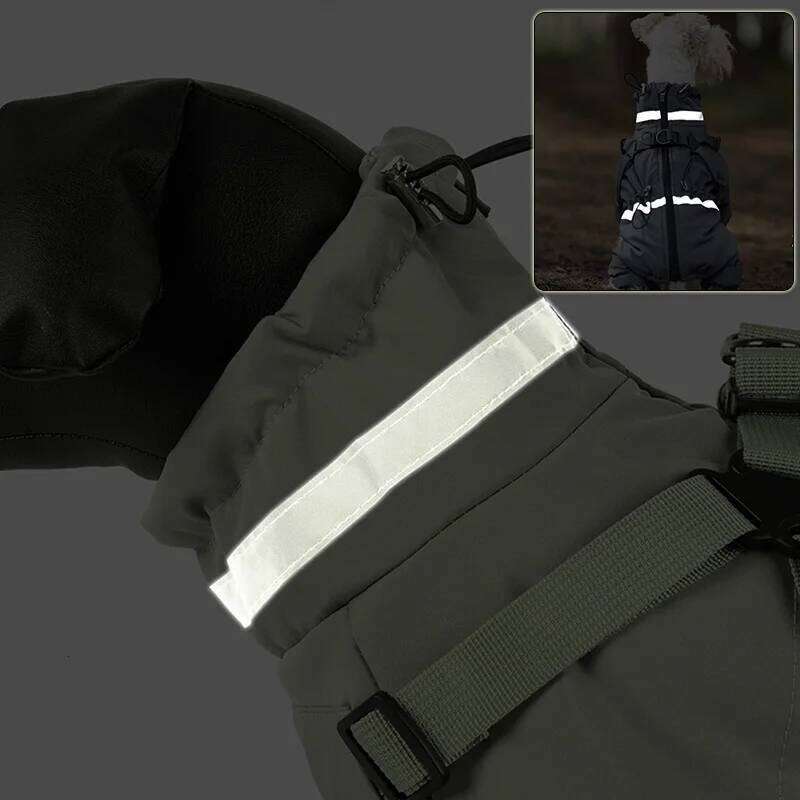 Famous brand Clothes Winter Warm Overalls Small Medium Dog Jumpsuit Cotton Jacket Thicken Padded Coat with Harness Adjustable Reflective pupakaIK