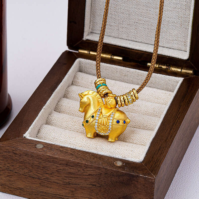 Luxury Women Jewelry Designer Necklace High Quality S925 Silver Enamel Macaron Color Gold Plated Rocking Horse Pendant Collarbone Sweater Necklace