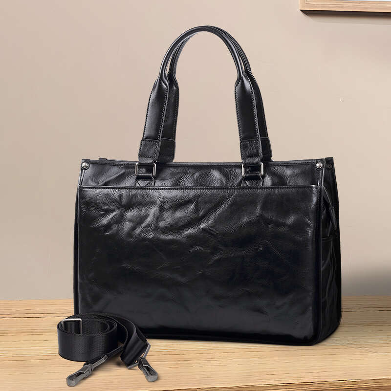 Luxury Shoulder Bags Totes Hobo New Genuine Leather Capacity Cowhide Briefcase Business Trip Laptop Bag Large Tote Men S Handbag SENYY