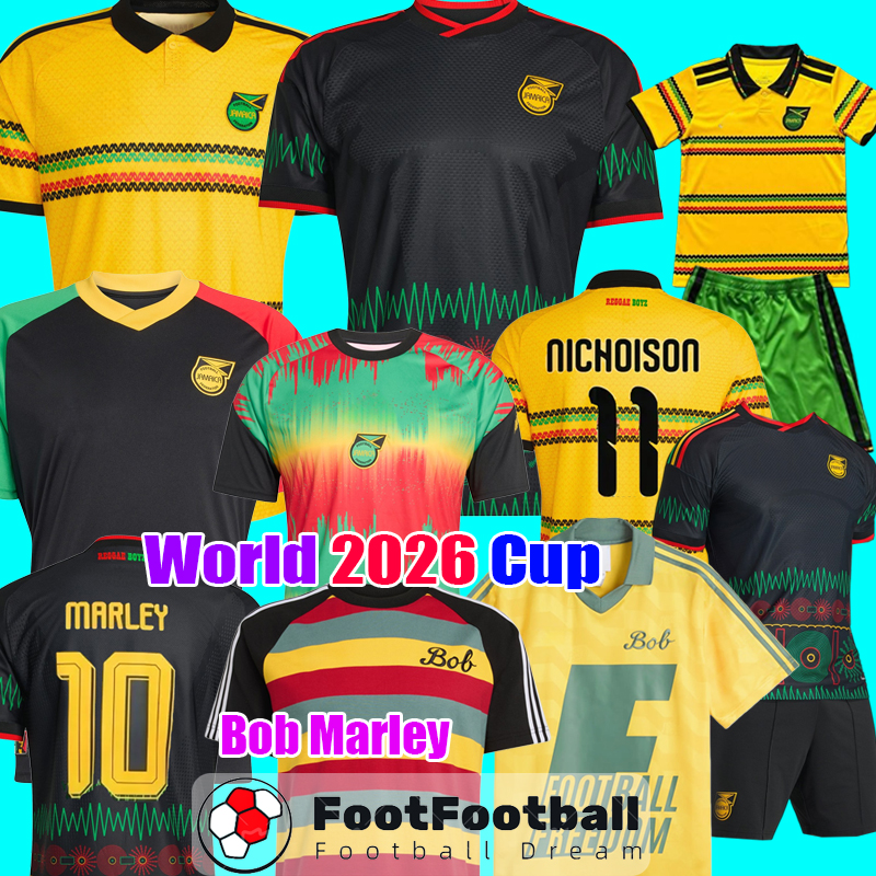S-4XL 2026 Jamaica Soccer Jerseys Bob Marley 26 27 2027 Pre match Football Shirt Jamaica jersey 2026 Camisetas de Futbol men Kids Kit uniforms set tops