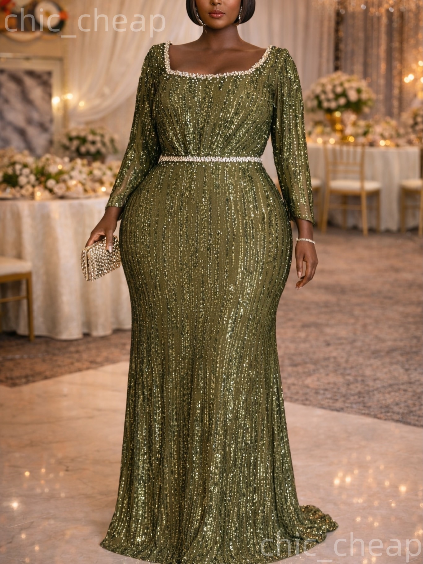 2026 Plus Size Olive Green Mermaid Mother Of Bride Dresses Crystals Sequined Evening Party Mama's Dress Vintage 50's Birthday Wedding Guest 