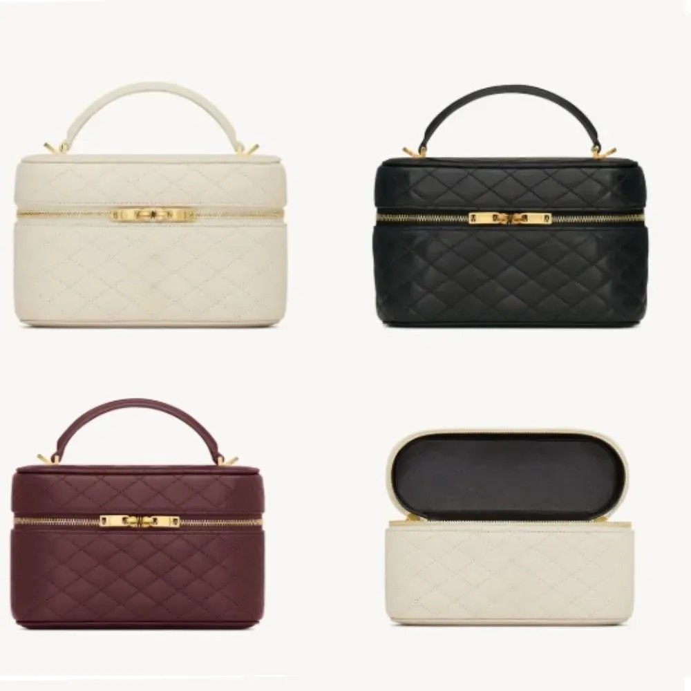 Designer bag makeup bag luxury makeup bag high-quality women's handbag wallet cowhide travel storage bag toiletry bag mini black white