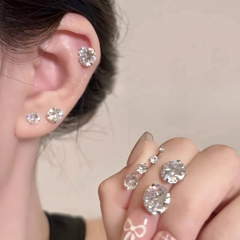 5/1pcs Magnetic No Piercing Required Earrings Adjustable Size Clip on Earrings 6-Prong Royal Crystal Perfect for Ear Bone 260206 - view 3