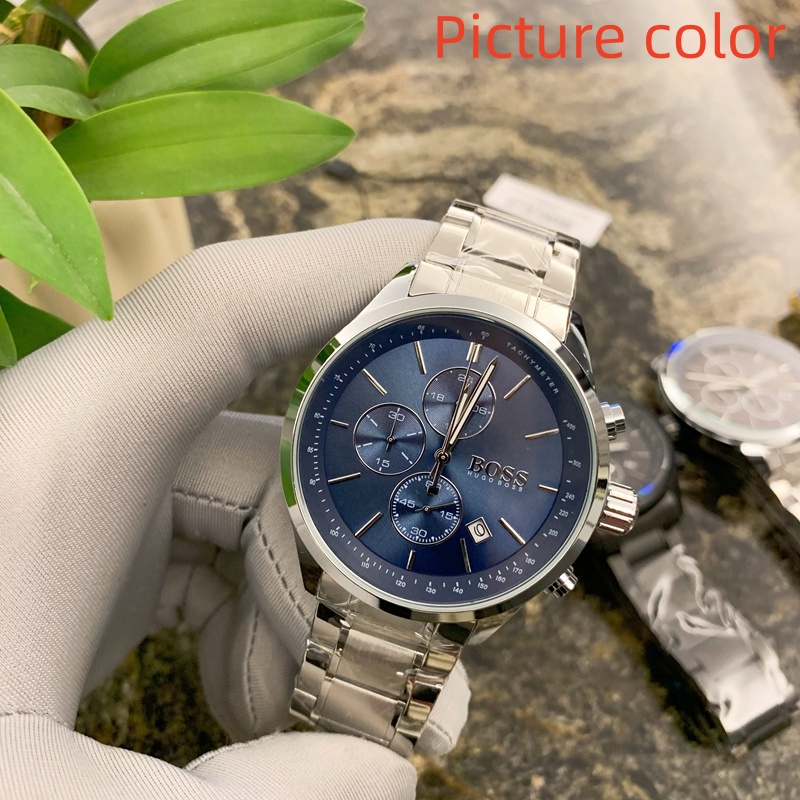 Bos WristWatch for Men 2026 Mens Watches Six needles All dials work Quartz Watch Top Luxury Brand Chronograph clock Steel Strap fashion casual Elegant Accessory