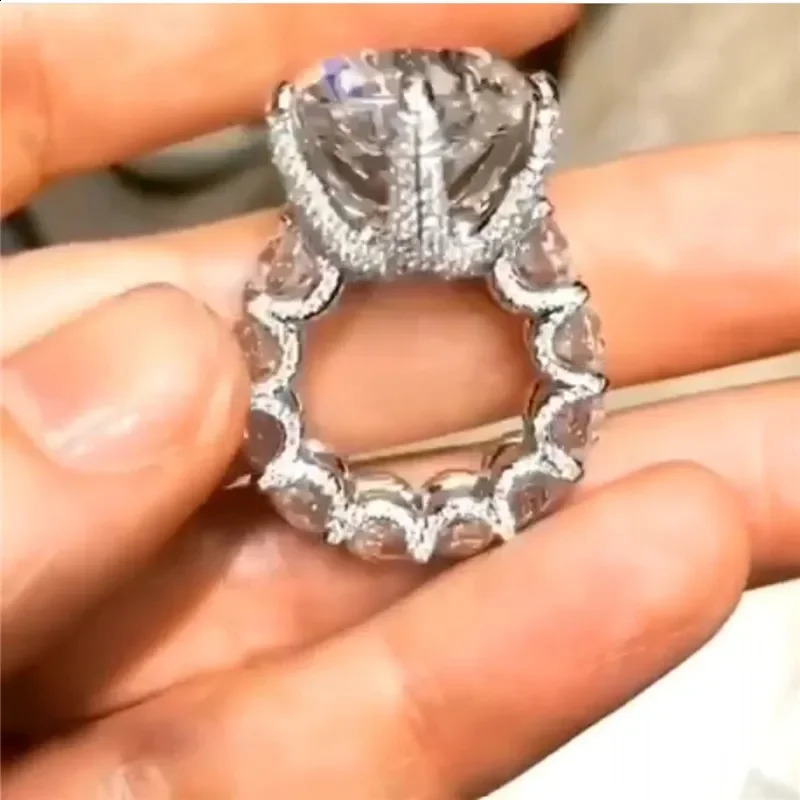 Vintage Round Pear cut 8ct Lab Diamond Ring 925 sterling silver Jewelry Engagement Wedding band Rings for Women men Bijou Gift 260202 - view 4