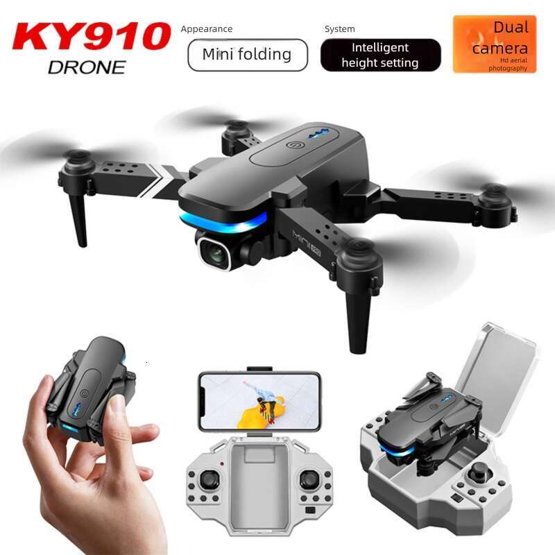 Famous brand cross-border KY910 mini folding drone 4K high-definition dual camera aerial photography quadcopter fixed height remote-controlled aircraf