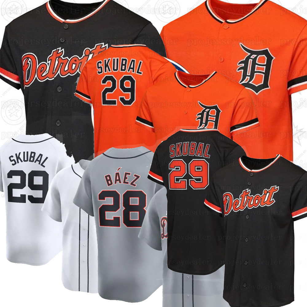 29 Tarik Skubal 2026 Orange Tigers Jersey Javier Baez Kerry Carpenter Gleyber Torres Riley Greene Spencer Torkelson Flaherty Matt Vierling McKinstry Detroits