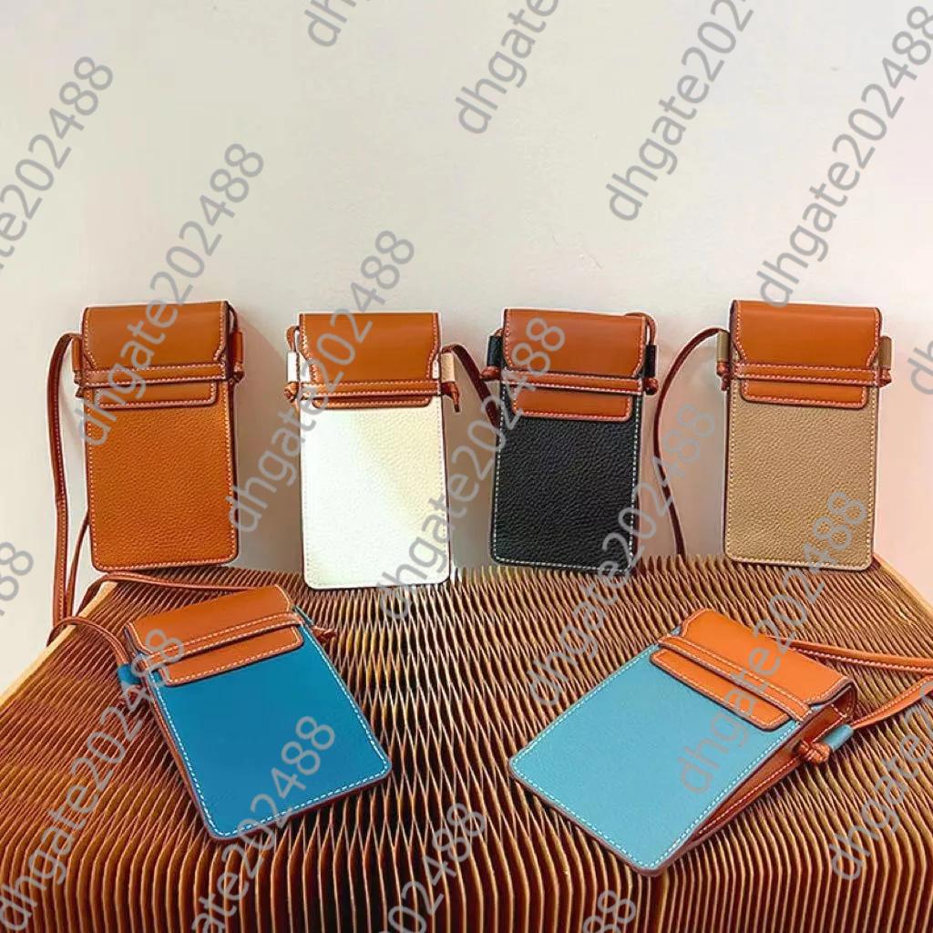 Minimalist designer women's phone cases bag for iPhone 17 Pro max cowhide vertical cross-body single shoulder phone bags women color contrast purse multi-fMunction