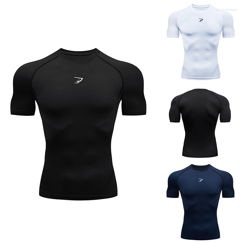 Men's T Shirts Men Running Compression T-shirt Short Sleeve Sport Tees Gym Fitness Sportshirts Male Jogging Tracksuit Homme Athletic Shirt