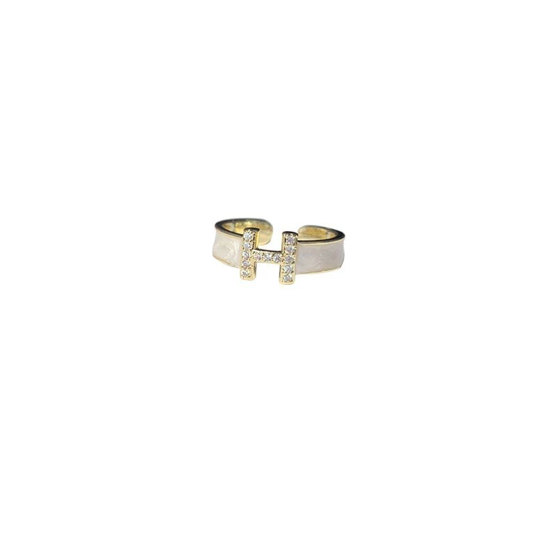 Rings Gold Tone Enamel Micro Inlaid Zircon Open Ring Set For Women Unique Design Adjustable Index Finger Rings Niche High End Fashion Accessory