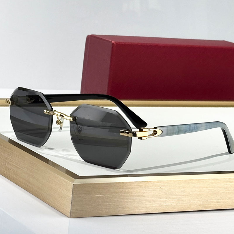 Designer Sunglasses For Women Men Fashion Wooden Rimless Polygons Glasses CT0439 Luxury Sunglasses Outdoor Goggles UV400 Eyeglasses With Box