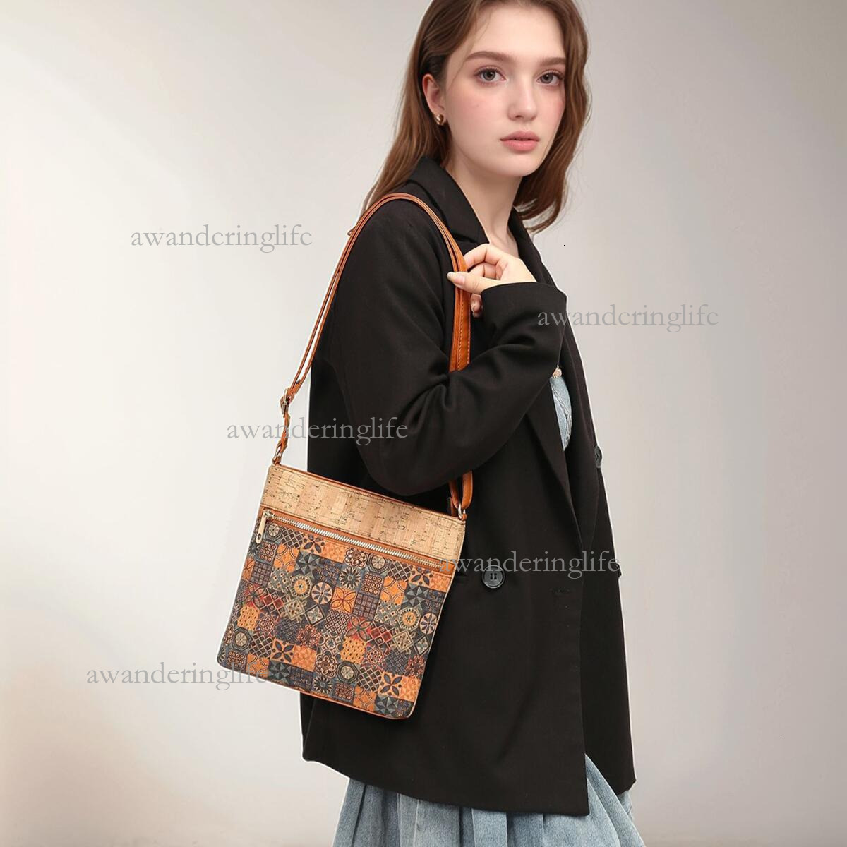 2026 Ethnic Style Luxury Printed Women's Handbag Fashion Large Capacity Travel Bag Versatile Trendy Daily Small Square Bag Bucket Shoulder Bag Ph