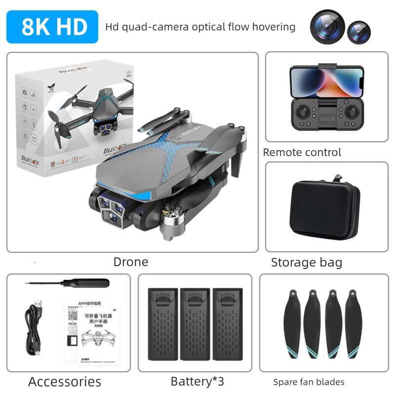 Famous brand cross-border new product AE7 folding brushless motor drone aerial photography cool lighting remote control aircraft quadcopter CKS