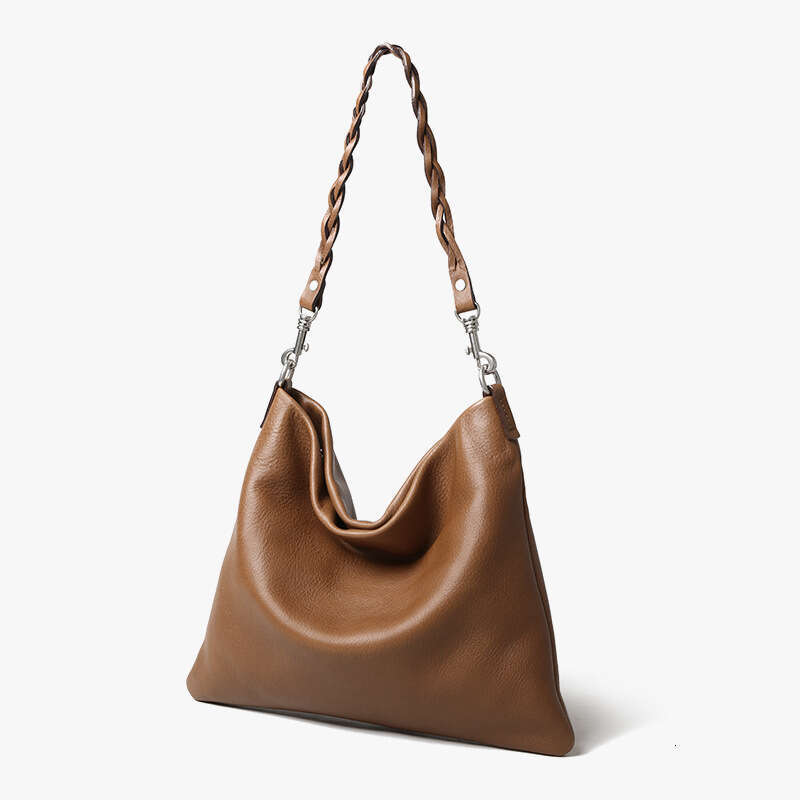 Luxury Shoulder Bags Totes Cross Border High End First Layer Cowhide Handbag With Capacity Custom Made Woven Shoulder Bag Bucket For Women Large Commu