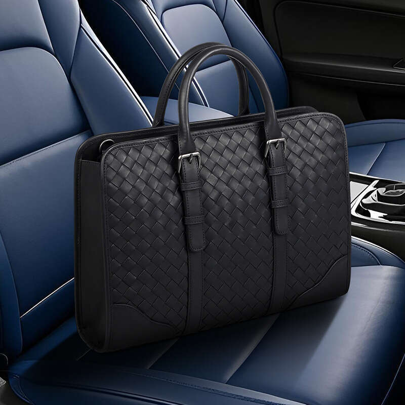 Luxury Shoulder Bags Totes Hobo New Genuine Leather Woven Business Briefcase Simple Large Capacity Laptop Bag Fashionable Men S Handbag SENYY