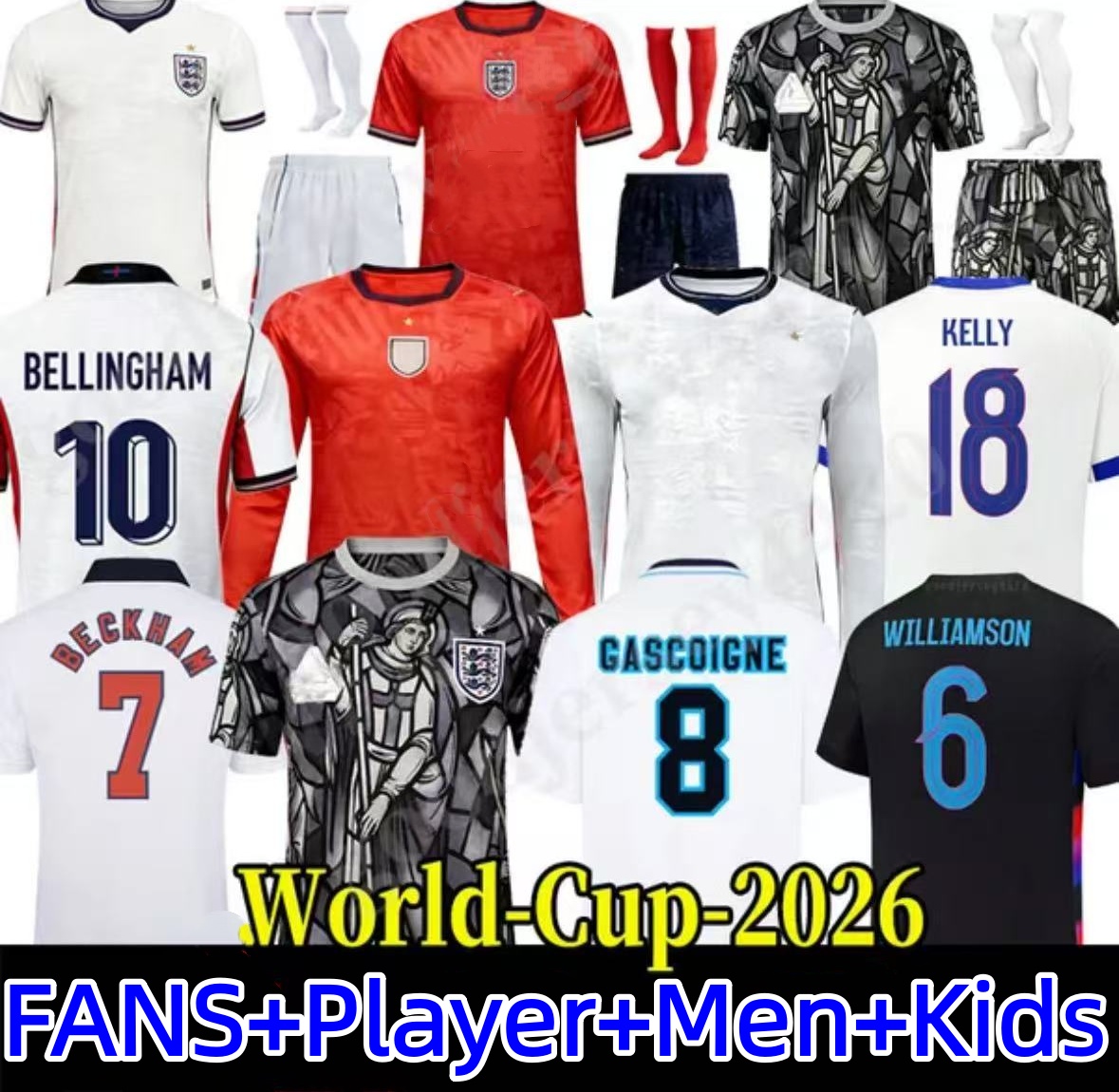 2026 EnglandS World Cup soccer jersey Men Kids 25 26 27 KANE BELLINGHAM RASHFORD RICE FODEN GORDON TONEY PALMER PICKFORD Football Shirt Soccer Uniforms WOMEN RUSSO