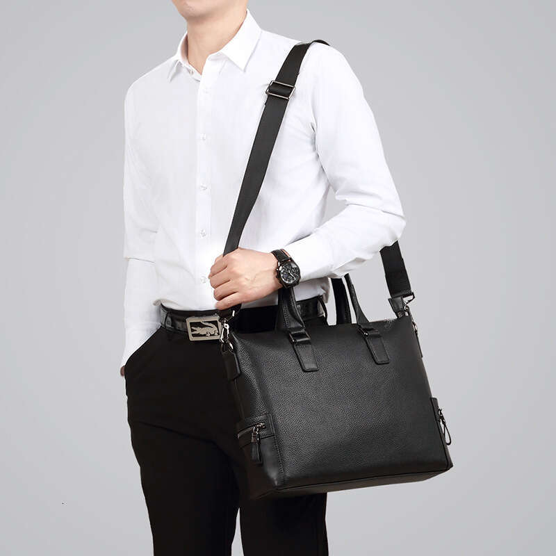 Luxury Shoulder Bags Totes Hobo Men S Genuine Leather Casual Handbag Cowhide Business Bag Horizontal Large Capacity Briefcase One Piece Dropshipping S