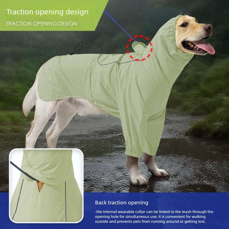 Famous brand Amazon New Dog Raincoat High Collar Waterproof Reflective with Leash Attachment for Medium and Large Dogs In Stock pupakaIK