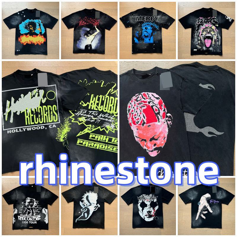 hellshirtstar shirt 2026 rhinestone shirt designer shirt men high quality graphic tee hip hop shirt fashion streetwear shirts thick loose fit shirt party shirt S--XL