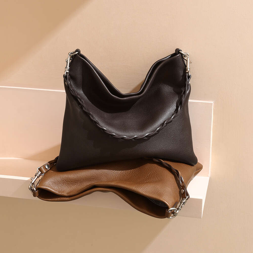 Luxury Shoulder Bags Totes Cross Border High End First Layer Cowhide Handbag With Capacity Custom Made Woven Shoulder Bag Bucket For Women Large Commu