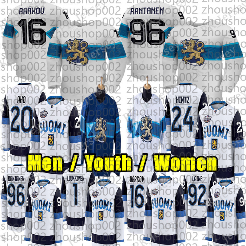96 Mikko Rantanen team Finland hockey jersey 2026 olympices jersey 16 Aleksander Barkov Sebastian Aho Kaapo Kakko Ukko-Pekka Luukkonen Hintz Anton Lun