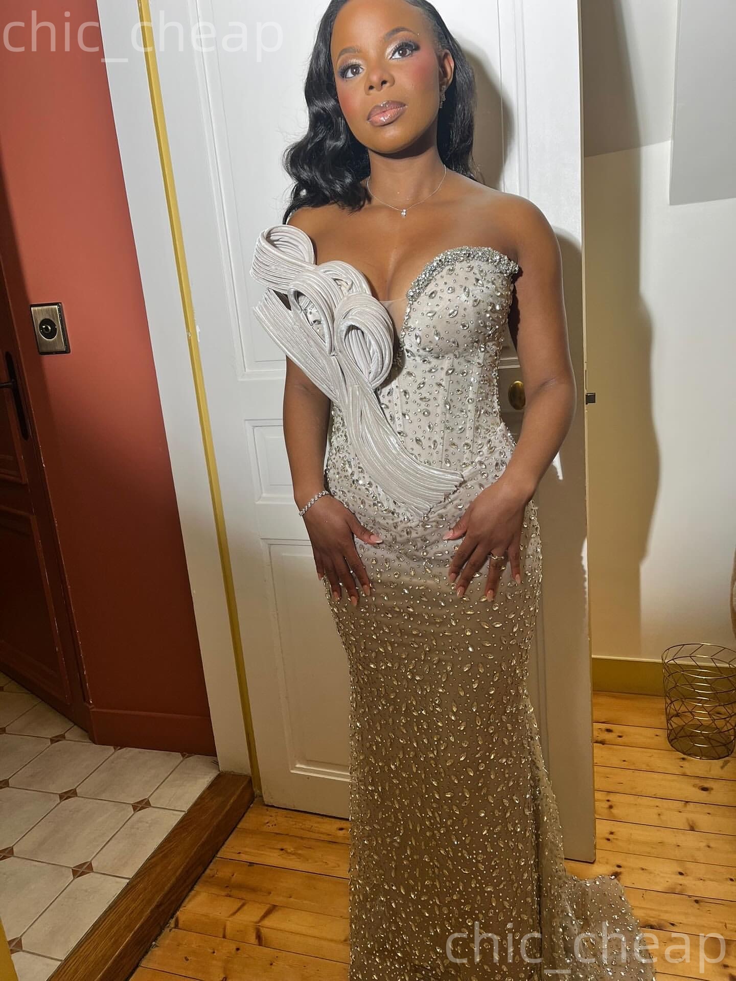 Aso Ebi Silver Mermaid Prom Dresses 2026 Sweetheart Beaded Crystals Sparkly Evening Formal Party Second Birthday Engagement Gowns Dress For Special Oc