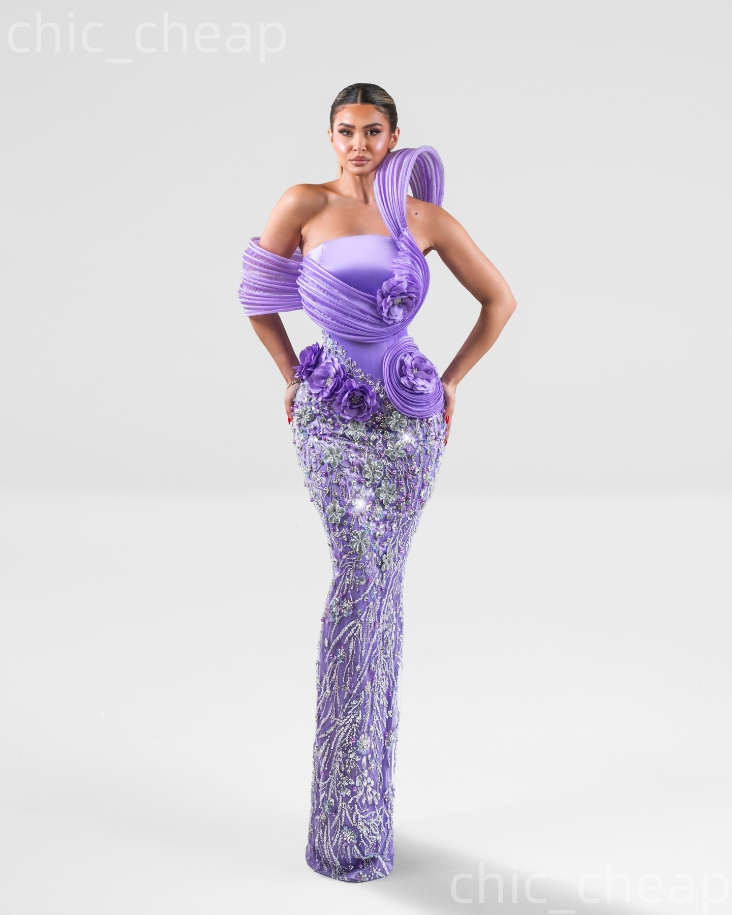 Aso Ebi Lilac Mermaid Prom Dresses 2026 Flowers Crystals Sequined Evening Formal Party Second Birthday Engagement Gowns Dress For Special Occasions