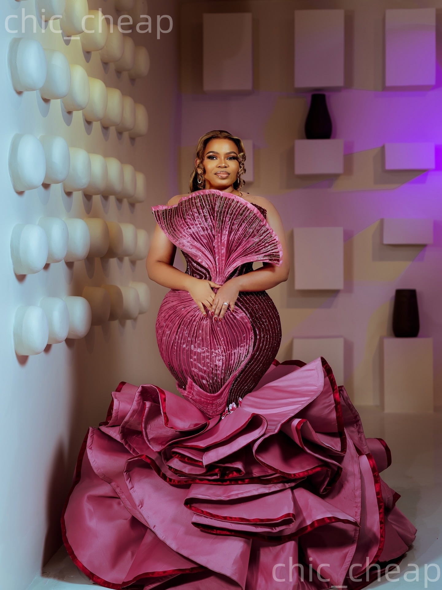 Aso Ebi Plum Mermaid Prom Dresses 2026 Beaded Crystals Layers Satin Evening Formal Party Second Birthday Engagement Gowns Dress For Special Occasions