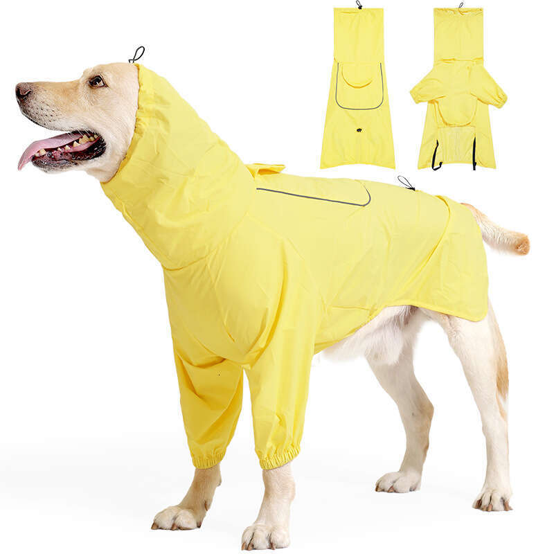 Famous brand Amazon New Dog Raincoat High Collar Waterproof Reflective with Leash Attachment for Medium and Large Dogs In Stock pupakaIK