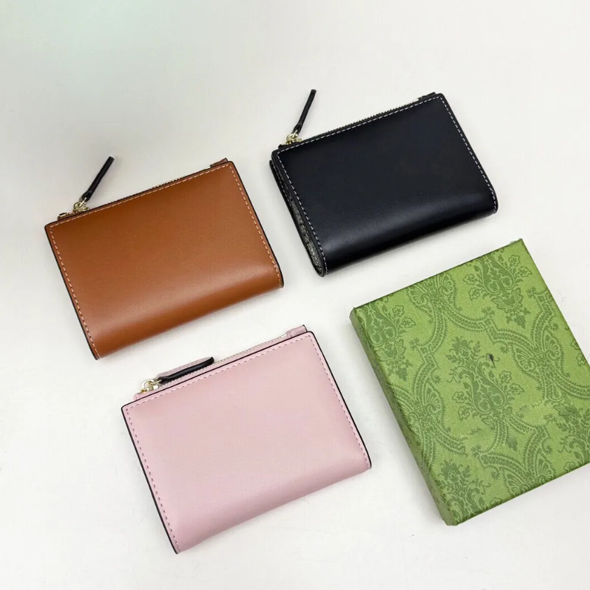 New wave multi bifold wallet Luxury designer Cards Holder wallet With card slots money clip Zipper coin purse Genuine Leather folding wallet Short wallet with box