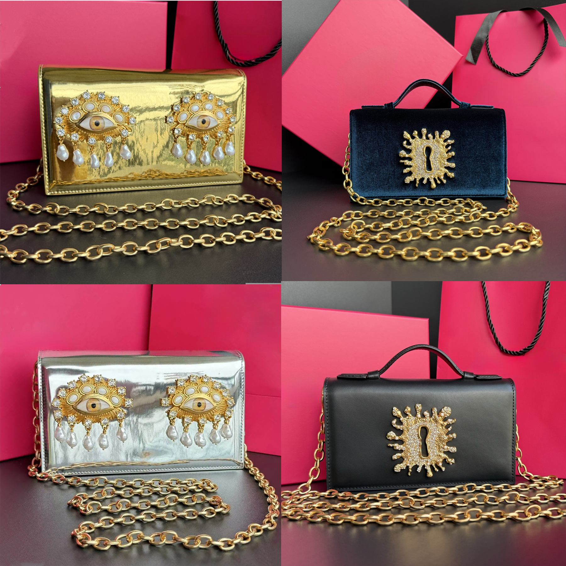 Schiaparelli Anatomy Jewelry Bag Designer Face Bag Shoulder Bags Women Clutch Handbags Genuine Leather Crossbody Bag Purses Luxury Tote Bag eyes evening bags