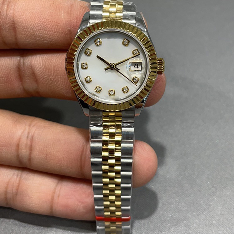 fashion ladies watches 28mm mechanical watch Rhinestone diamond Gold women watch Designer wristwatches band for womens Christmas Valentines Day Gift