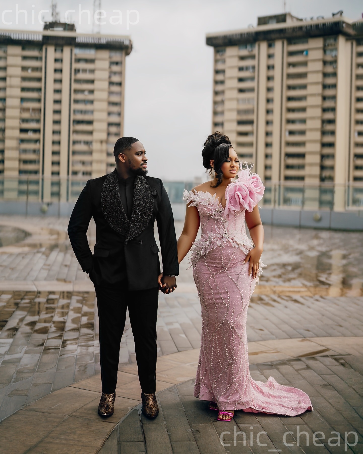 Aso Ebi Pink Mermaid Prom Dresses 2026 Beaded Crystals Florals Sheer Neck Evening Formal Party Second Birthday Engagement Gowns Dress For Special Occa