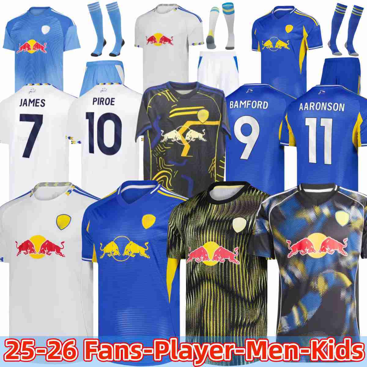 25 26 Leeds Unitedd fans player AMPADU Llorente leeds football shirt Soccer Jerseys STRUIJK RODON ROTHWELL BAMFORD PIROE AARONSON MATEO JOSEPH Uniforms Men Kids