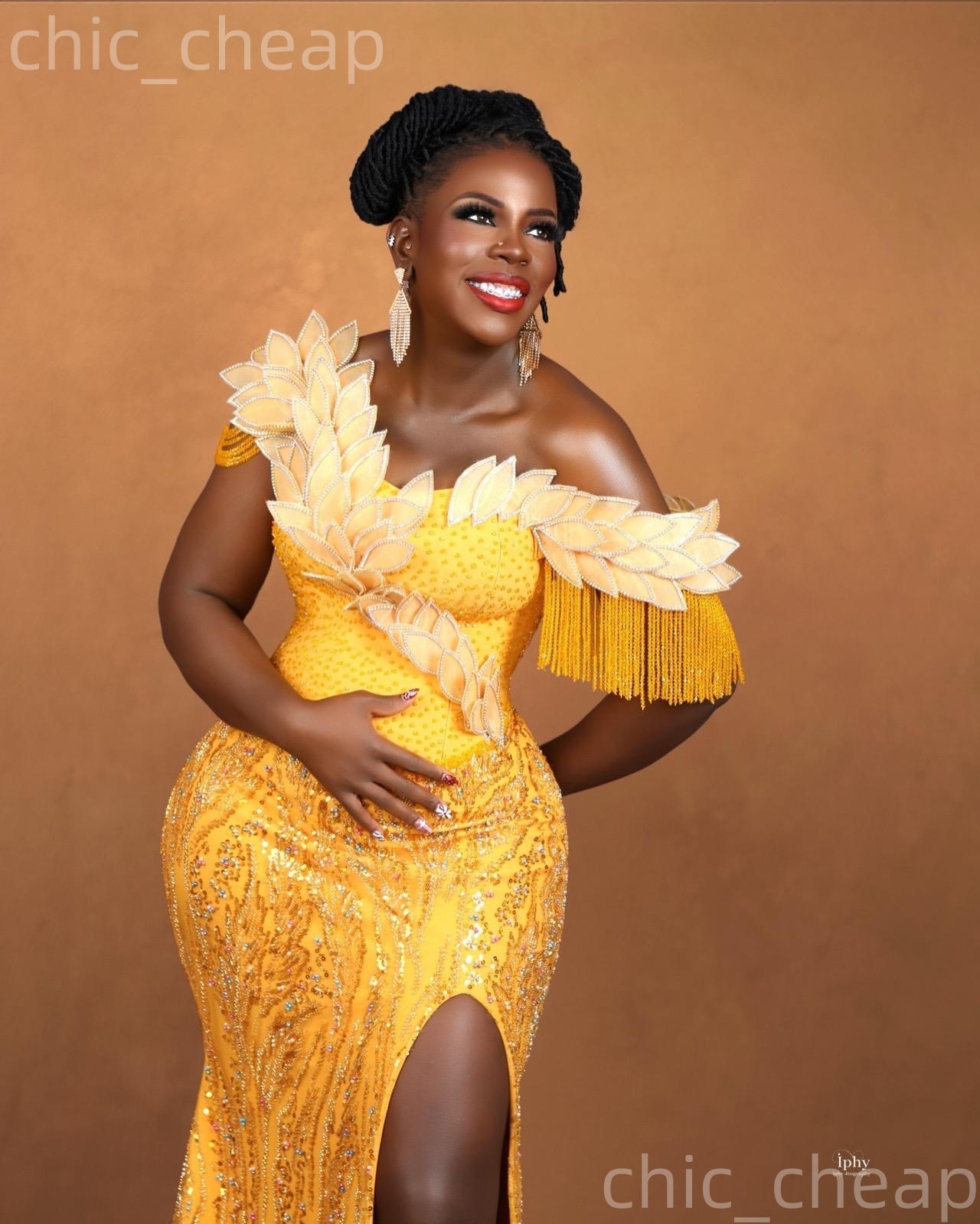 Aso Ebi Yellow Mermaid Prom Dresses 2026 Tassels Florals Beaded High Split Evening Formal Party Second Birthday Engagement Gowns Dress For Special Occ