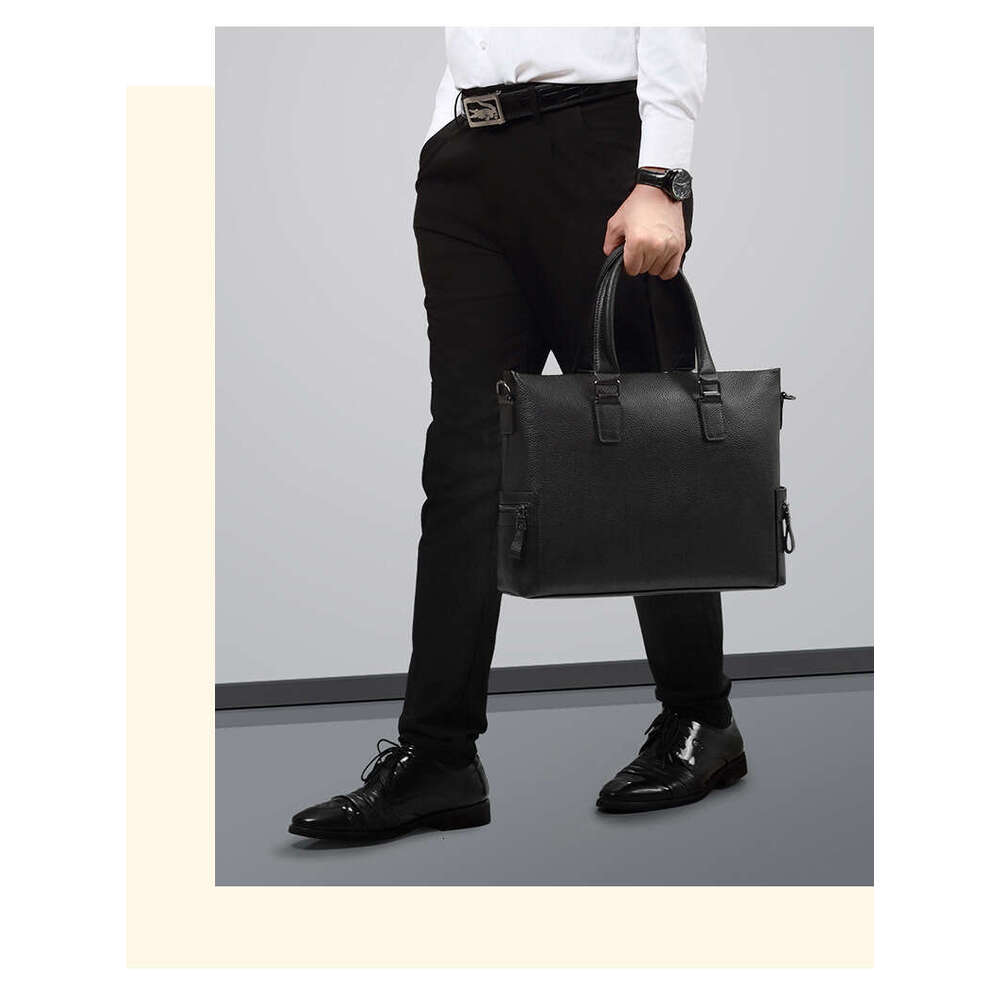 Luxury Shoulder Bags Totes Hobo Men S Genuine Leather Casual Handbag Cowhide Business Bag Horizontal Large Capacity Briefcase One Piece Dropshipping S