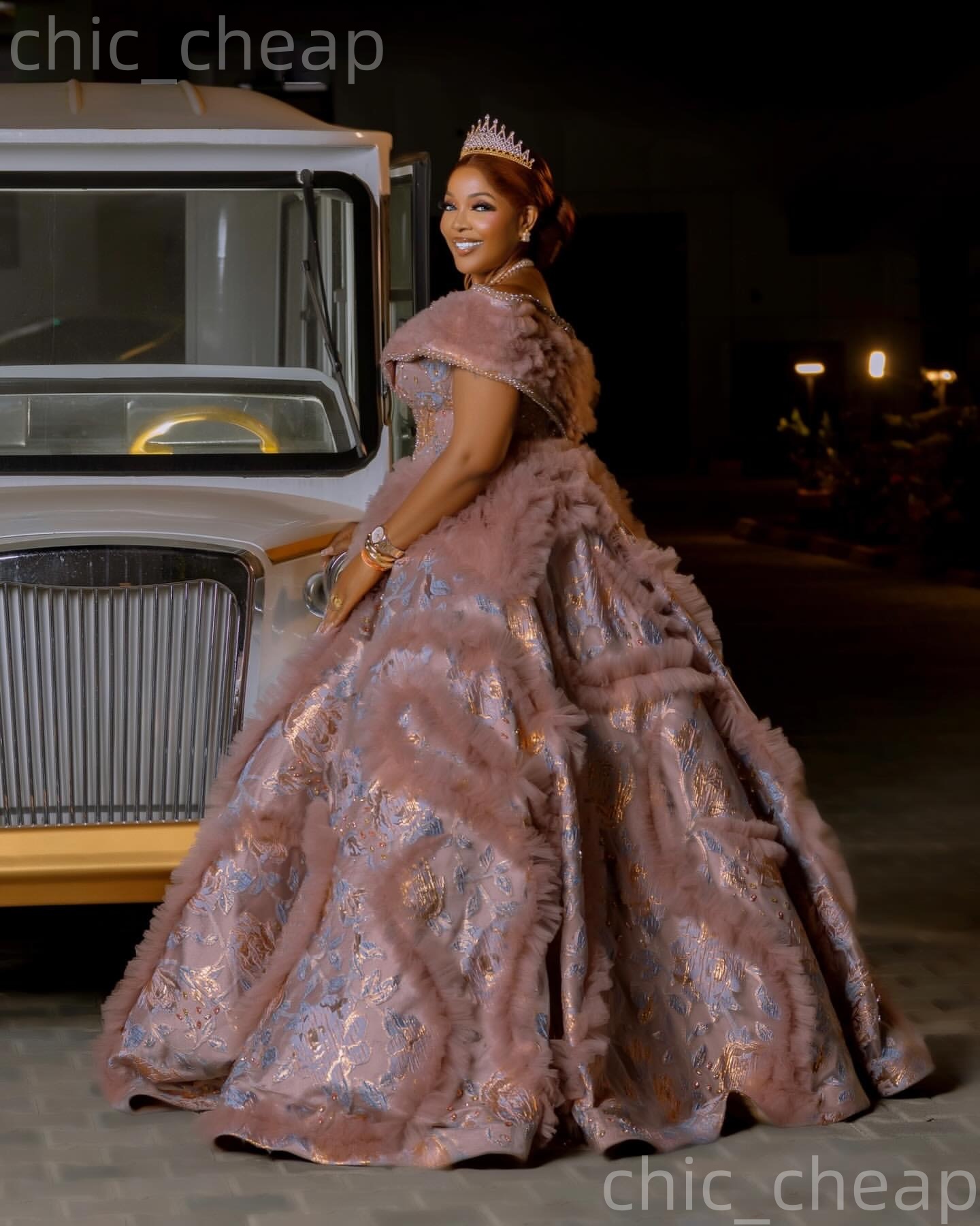 Aso Ebi Ball Gown Embroidery Prom Dresses 2026 Beaded Crystals Tiers Evening Formal Party Second Birthday Engagement Gowns Dress For Special Occasions