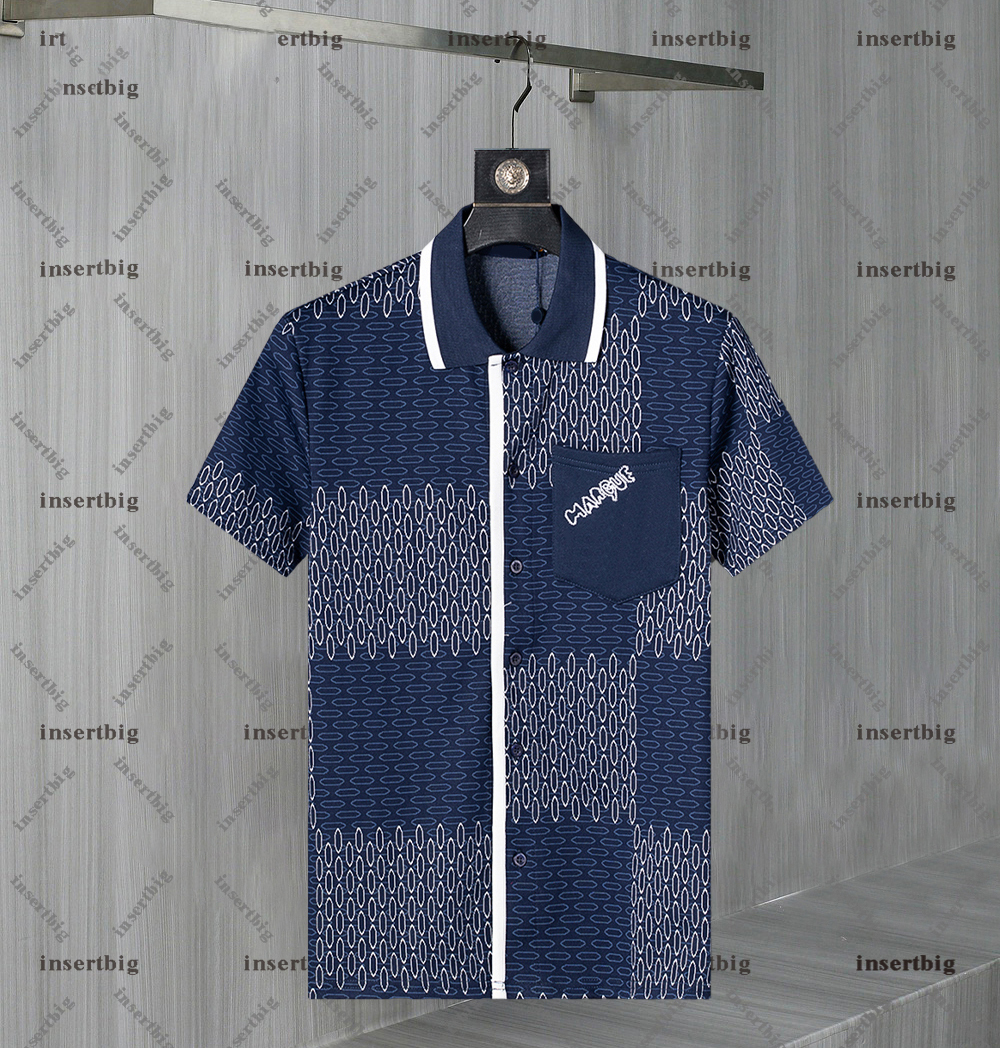 New Summer Mens Shirt Designer Polo Shirt Casual Mens Blue Short Sleeved 100% Pure Cotton Asian Size M-3XL