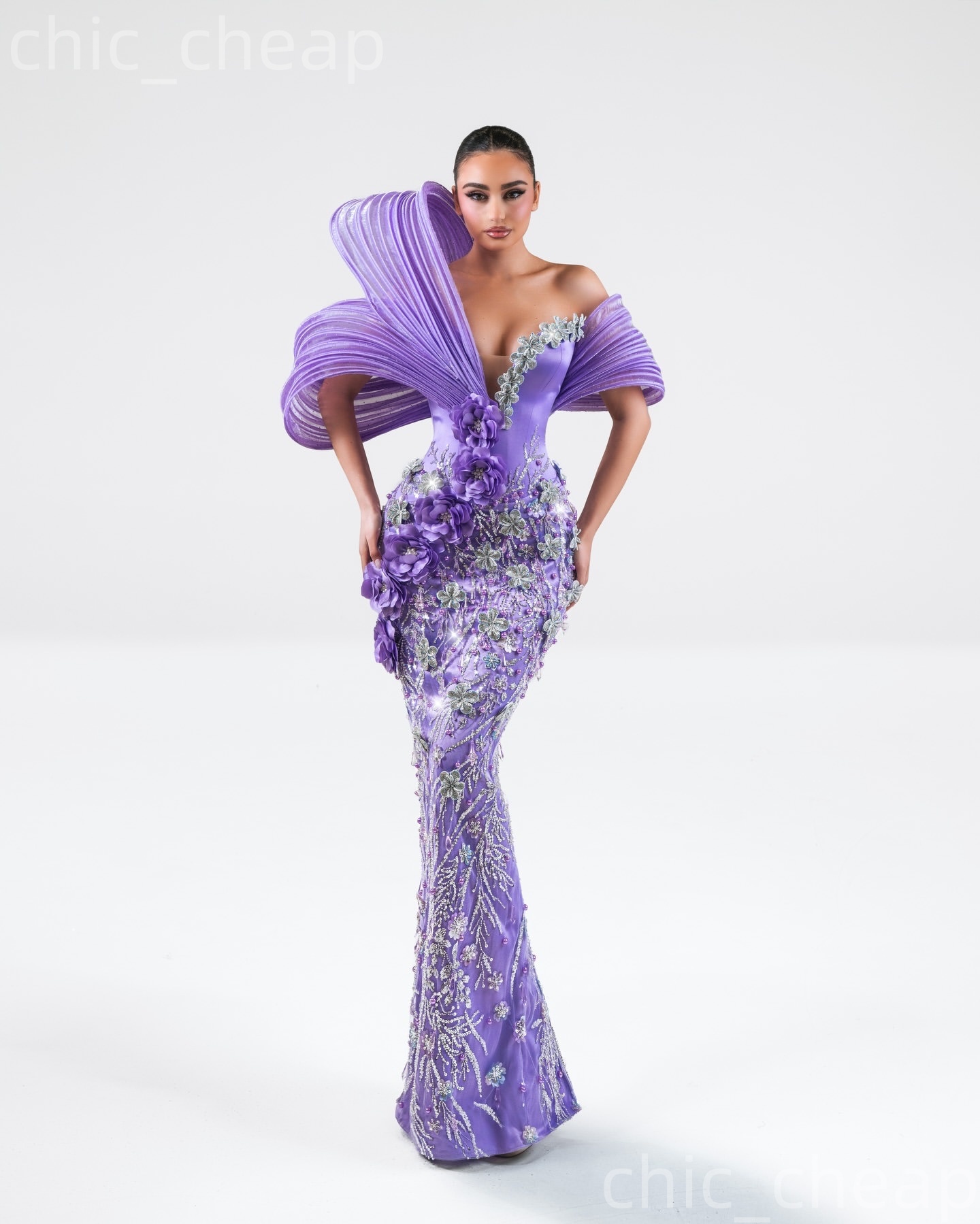 Aso Ebi Lilac Mermaid Prom Dresses 2026 Flowers Crystals Sequined Evening Formal Party Second Birthday Engagement Gowns Dress For Special Occasions