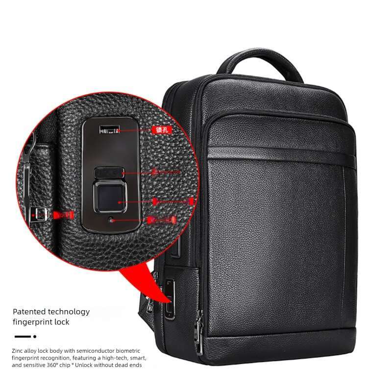 Luxury Shoulder Bags Totes Hobo Genuine Leather Backpack Business Men S Fingerprint Lock Cowhide Double Inch Large Capacity Laptop Bag SENYY
