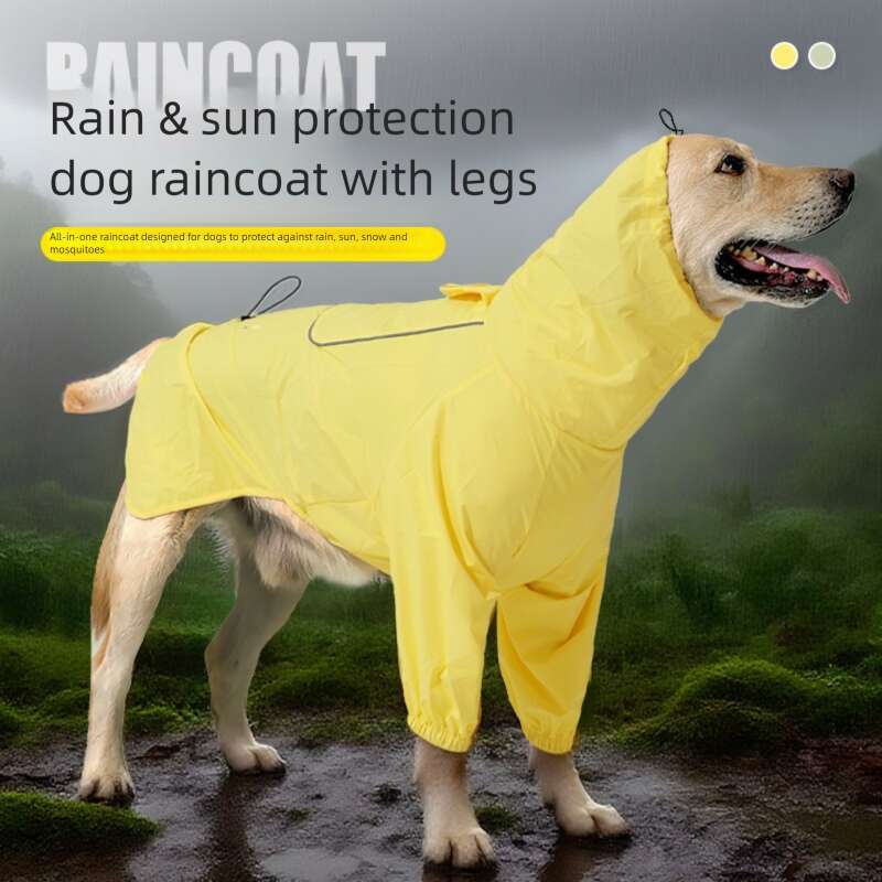Famous brand Amazon New Dog Raincoat High Collar Waterproof Reflective with Leash Attachment for Medium and Large Dogs In Stock pupakaIK