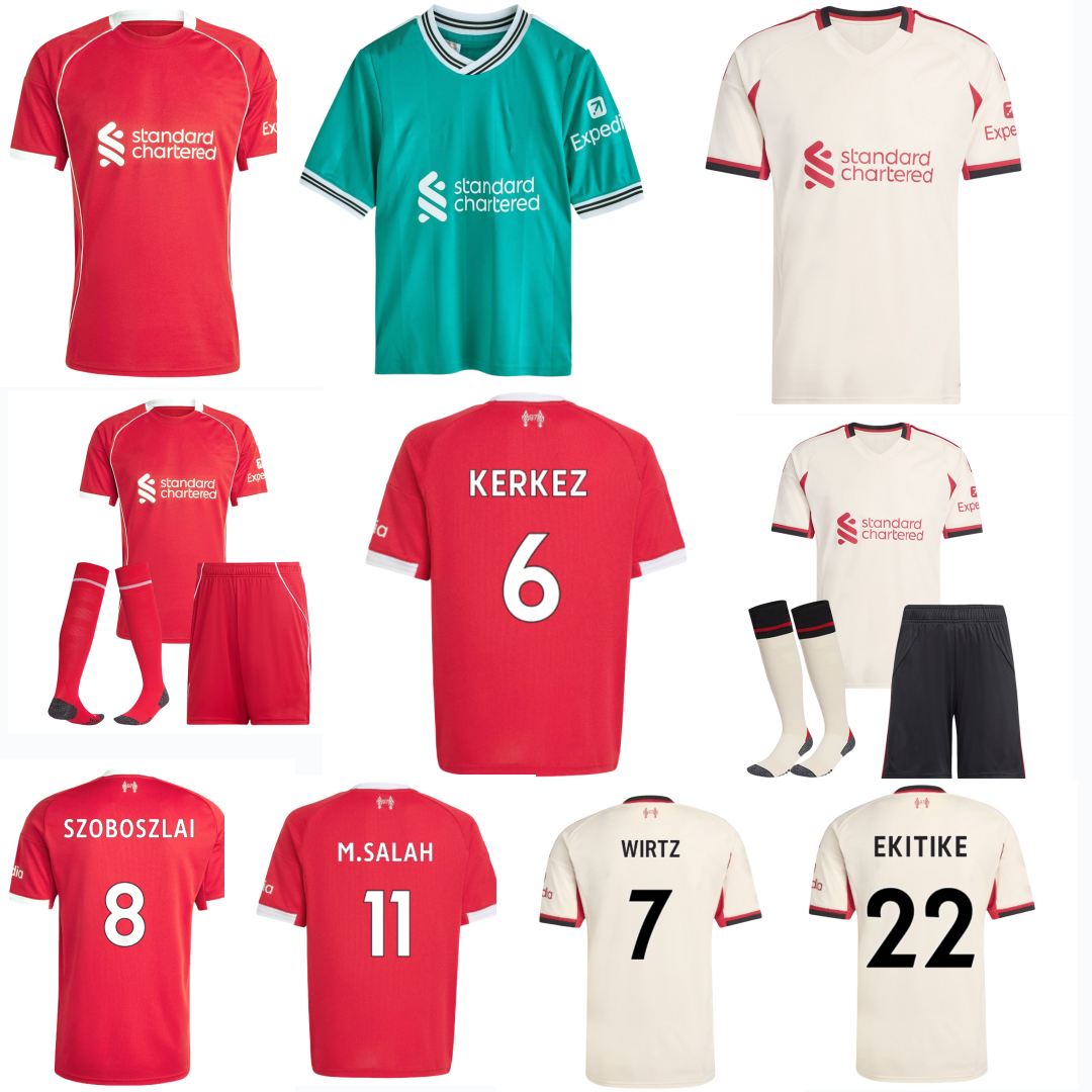 25 26 27 soccer jersey LFC football shirt kit salah LiveR MAC ALLISTER WIRTZ EkitikE ISAK DIOGO J. frimpong Kerkez 2025 2026 men kids kit uniforms away third Special fans