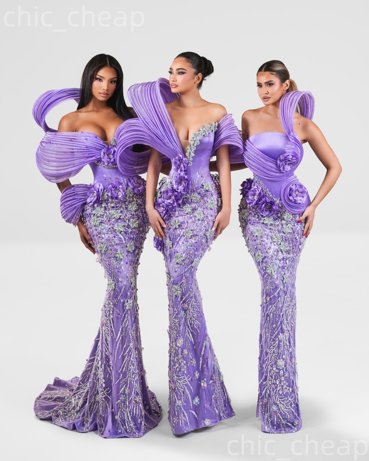 Aso Ebi Lilac Mermaid Prom Dresses 2026 Flowers Crystals Sequined Evening Formal Party Second Birthday Engagement Gowns Dress For Special Occasions