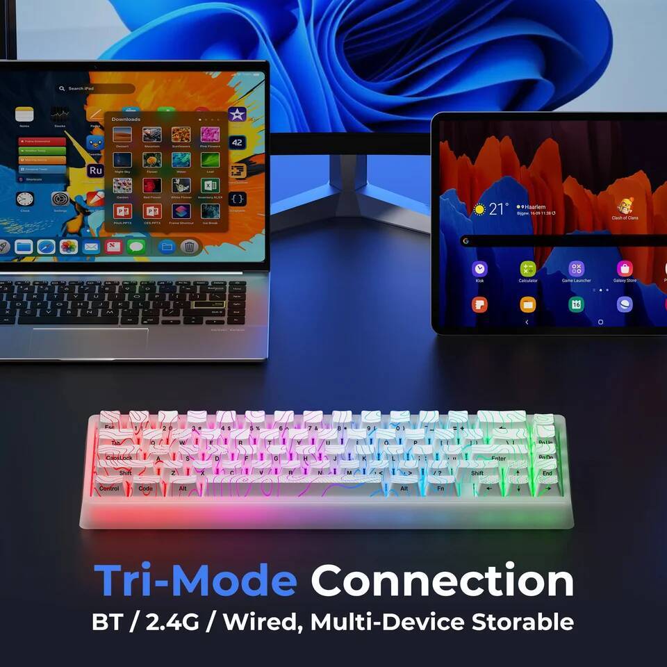 XVX M67 JadeStone Mechanical With IMD-Tech Keycaps Hot Swappable Gasket Tri-Mode Custom RGB Wireless Keyboard 65%