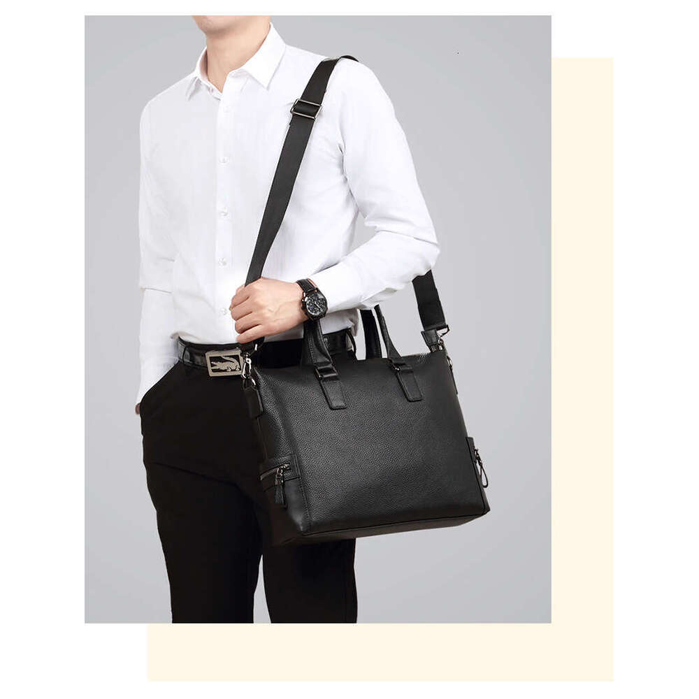Luxury Shoulder Bags Totes Hobo Men S Genuine Leather Casual Handbag Cowhide Business Bag Horizontal Large Capacity Briefcase One Piece Dropshipping S